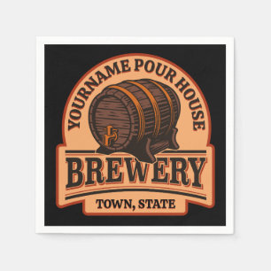 Personalized NAME Old Oak Barrel Beer Keg Brewery Napkin