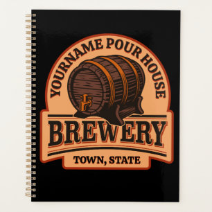 Personalized NAME Old Oak Barrel Beer Keg Brewery Planner