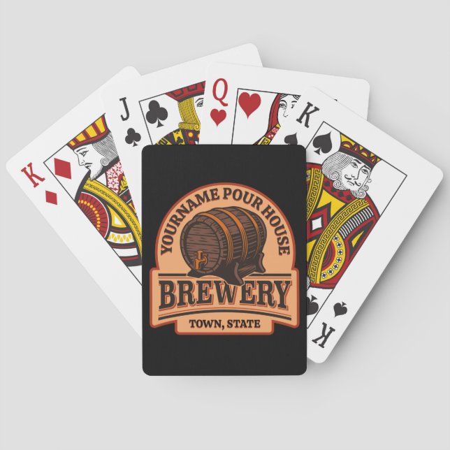Personalized NAME Old Oak Barrel Beer Keg Brewery Playing Cards (Back)