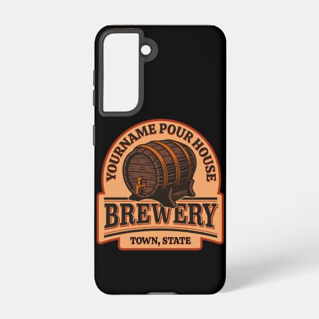 Personalized NAME Old Oak Barrel Beer Keg Brewery  Samsung Galaxy S21 Case (Back)