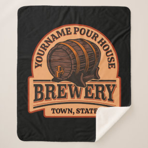 Personalized NAME Old Oak Barrel Beer Keg Brewery  Sherpa Blanket