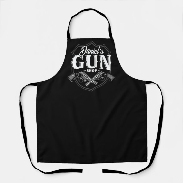 Personalized NAME Old Revolvers Gun Shop Firearms  Apron (Front)