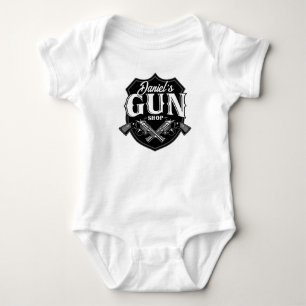 Personalized NAME Old Revolvers Gun Shop Firearms  Baby Bodysuit