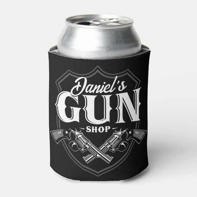 Personalized NAME Old Revolvers Gun Shop Firearms  Can Cooler (Can Front)