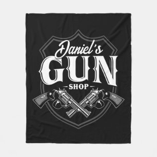 Personalized NAME Old Revolvers Gun Shop Firearms  Fleece Blanket