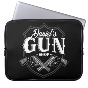 Personalized NAME Old Revolvers Gun Shop Firearms Laptop Sleeve