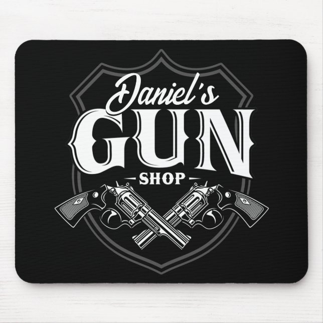 Personalized NAME Old Revolvers Gun Shop Firearms  Mouse Pad (Front)