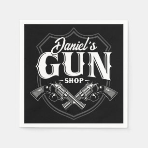 Personalized NAME Old Revolvers Gun Shop Firearms  Napkin