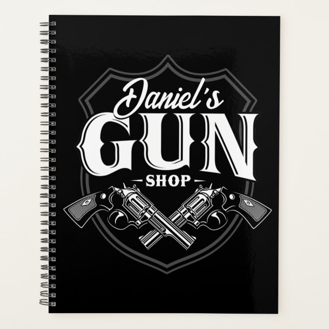 Personalized NAME Old Revolvers Gun Shop Firearms  Planner (Front)