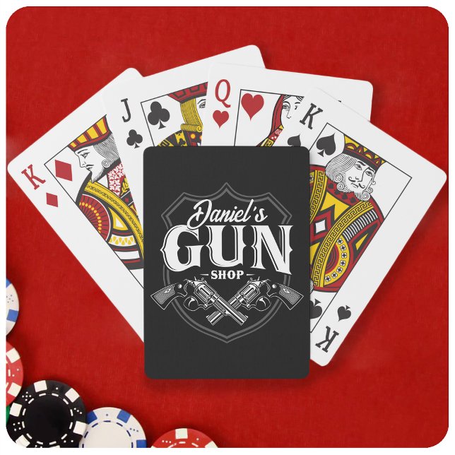 Personalized NAME Old Revolvers Gun Shop Firearms Playing Cards (Creator Uploaded)