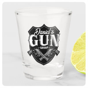 Personalized NAME Old Revolvers Gun Shop Firearms  Shot Glass