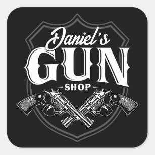 Personalized NAME Old Revolvers Gun Shop Firearms  Square Sticker