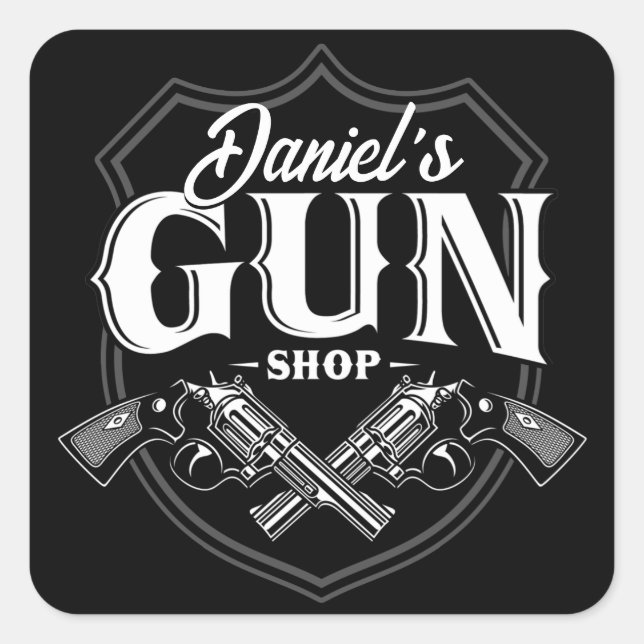 Personalized NAME Old Revolvers Gun Shop Firearms  Square Sticker (Front)