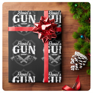 Personalized NAME Old Revolvers Gun Shop Firearms  Wrapping Paper