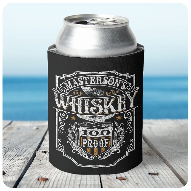 Personalized NAME Old West Whiskey Brewery Bar Can Cooler (Creator Uploaded)