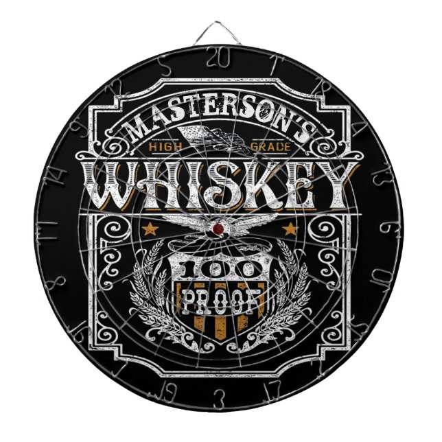 Personalized NAME Old West Whiskey Brewery Bar Dartboard (Front)