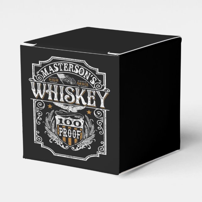 Personalized NAME Old West Whiskey Brewery Bar Favor Box (Front Side)