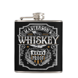 Personalized NAME Old West Whiskey Brewery Bar Hip Flask