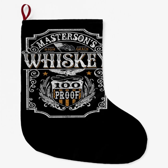 Personalized NAME Old West Whiskey Brewery Bar Large Christmas Stocking (Front)