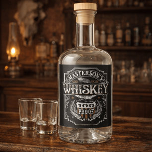 Personalized NAME Old West Whiskey Brewery Bar Liquor Bottle Label