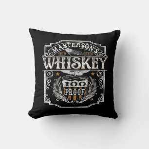 Personalized NAME Old West Whiskey Brewery Bar Throw Pillow