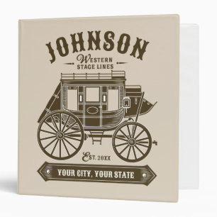 Personalized NAME Old Western Stagecoach Carriage Binder