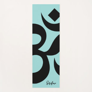 Personalized Name & Om Symbol Blue Green  Yoga Mat