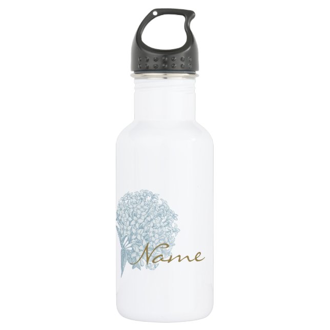 Personalized Name on Hydrangea 532 Ml Water Bottle (Front)