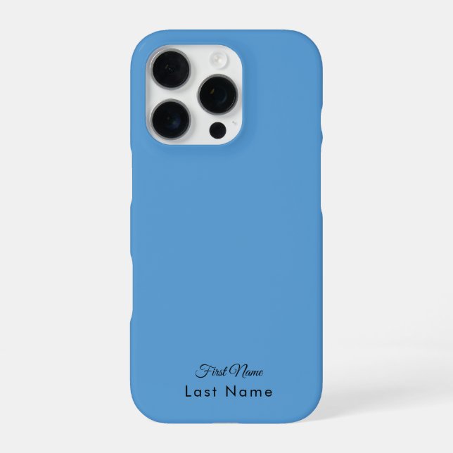 Personalized Name on Simple Soft Blue Solid Colour iPhone Case (Back)