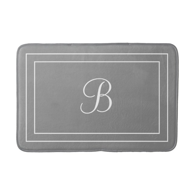 Personalized name or initial grey bath mat (Front)