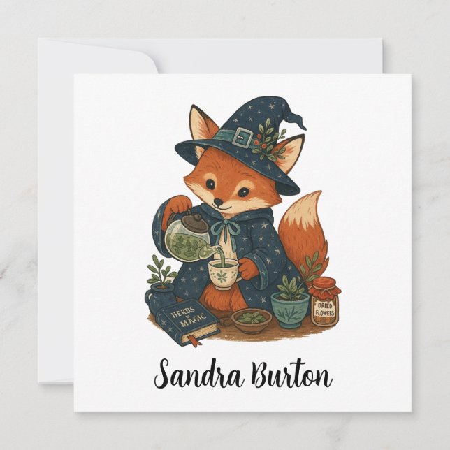Personalized Name or Text with Fox Herbal Tea  Invitation (Front)