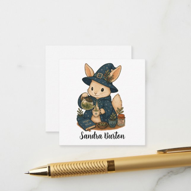 Personalized Name or Text with Rabbit Herbal Tea  Enclosure Card (Front/Back In Situ)