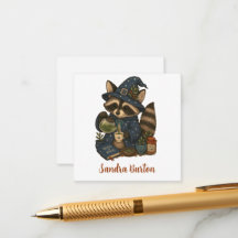 Personalized Name or Text with Raccoon Herbal Tea