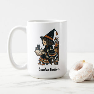 Personalized Name or Text with Witch Studying Coffee Mug