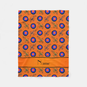 Personalized name orange archery fleece blanket