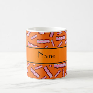 Personalized name orange bacon pattern coffee mug