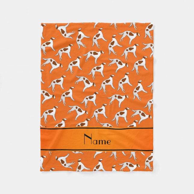 Personalized name orange borzoi dog pattern fleece blanket (Front)