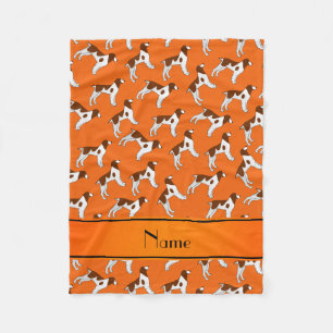 Personalized name orange brittany spaniel dogs fleece blanket