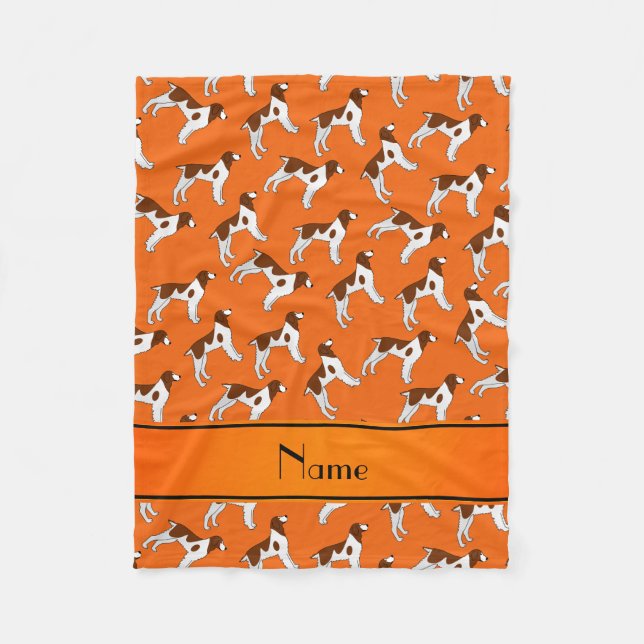 Personalized name orange brittany spaniel dogs fleece blanket (Front)