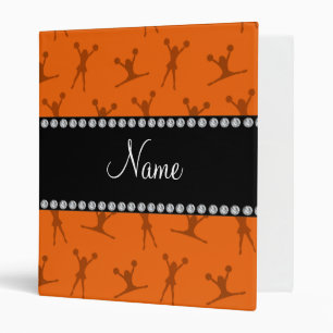 Personalized name orange cheerleader pattern binder