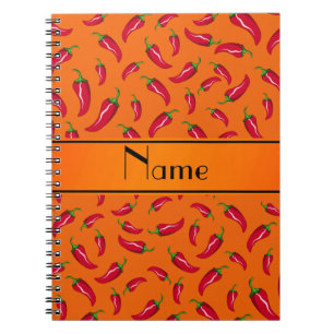 Personalized name orange chili pepper notebook