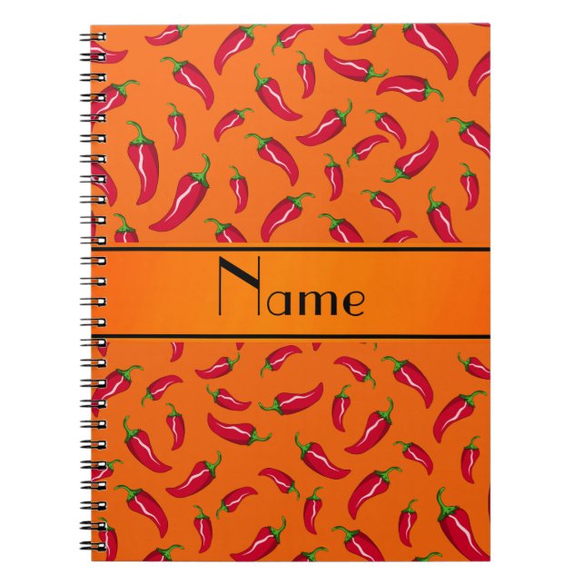 Personalized name orange chili pepper notebook (Front)