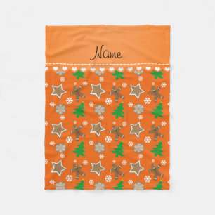 Personalized name orange christmas cookies fleece blanket