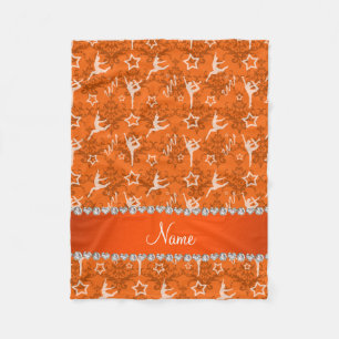 Personalized name orange damask gymnastics fleece blanket