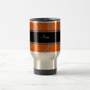 Personalized name orange diamond swirls travel mug