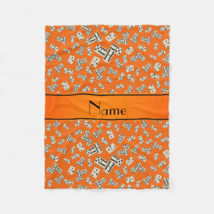 Personalized name orange dominos fleece blanket