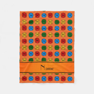 Personalized name orange fire department symbols fleece blanket