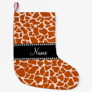 Personalized name orange giraffe pattern small christmas stocking