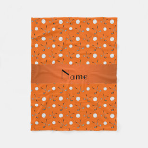 Personalized name orange golf balls fleece blanket