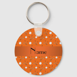 Personalized name orange golf balls keychain